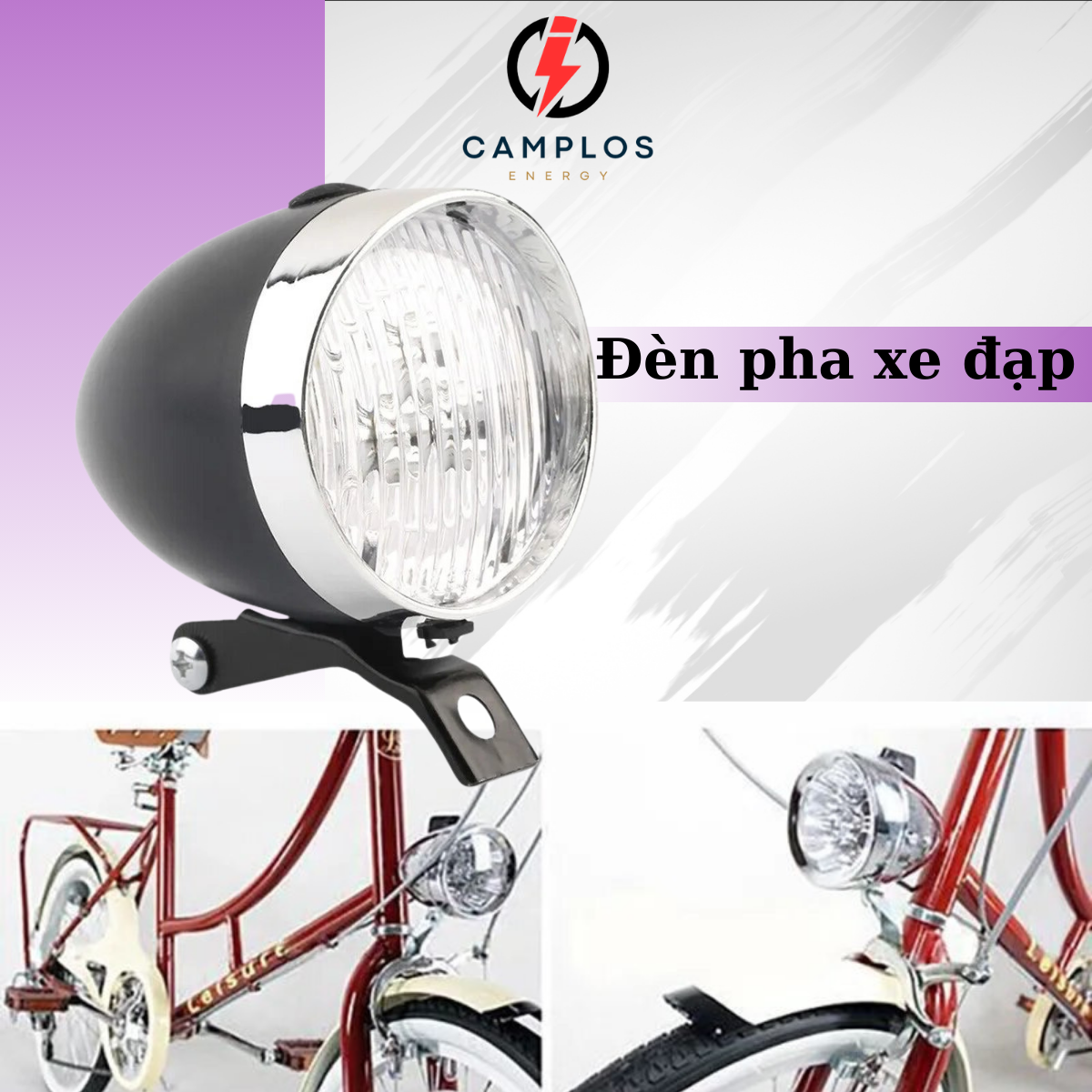 Đèn pin led gắn xe đạp đèn pha gắn phía trước xe đạp dùng pin