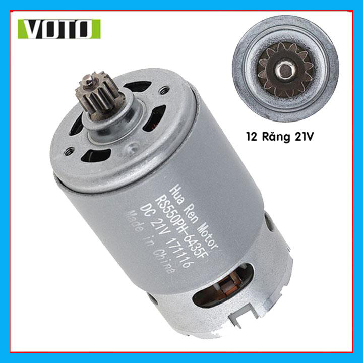 Động cơ thay thế máy khoan Pin VOTO DC RS550 21V 19000rpm - Motor 550 12 răng 21V - Motor máy khoan pin, Motor máy khoan DC RS550 21V 12 răng