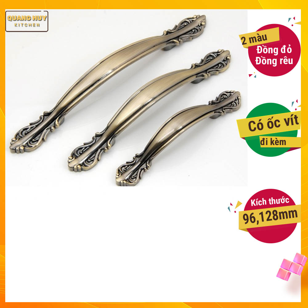 (Combo 10 chiếc) Tay nắm tủ bếp tân cổ điển hợp kim mạ đồng chất lượng giá tốt