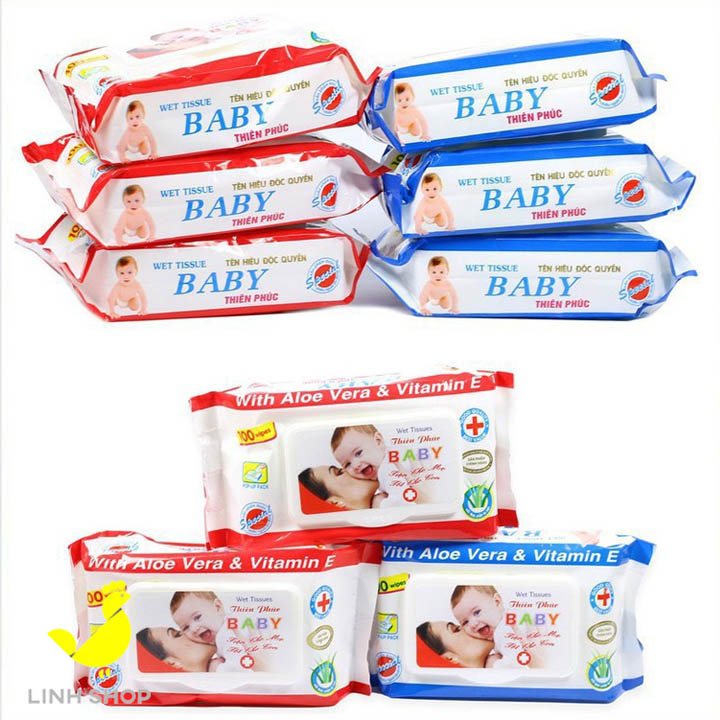 Set 5 bịch Khăn ướt baby thiên phúc, giấy ướt không mùi, không cồn - Linhshopsaigon