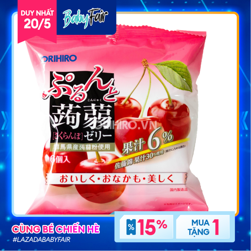 Thạch trái cây Orihiro vị Cherry 6 Viên Nhật bản
