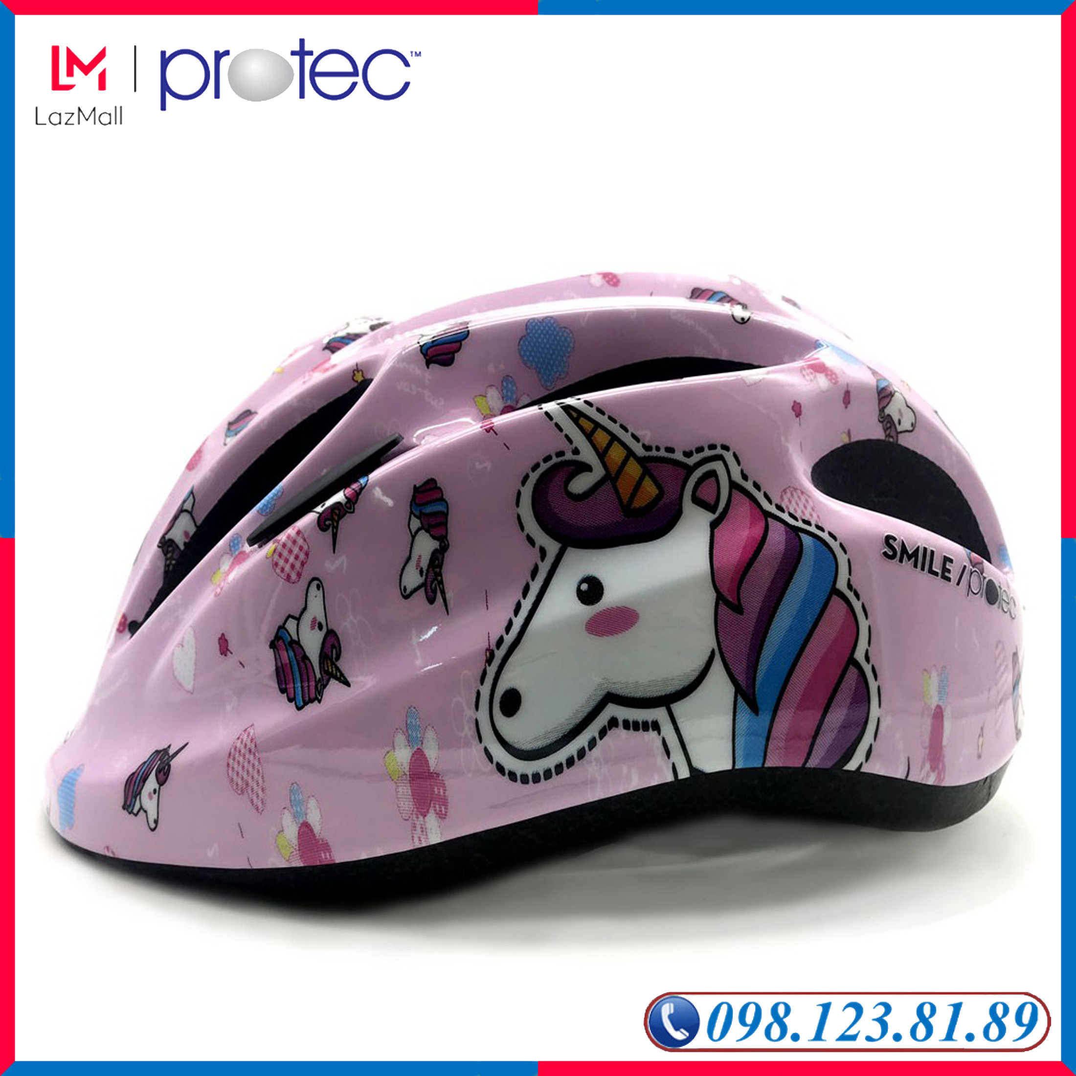 Mũ Bảo Hiểm Xe Đạp Trẻ Em Tiêu Chuẩn Châu Âu, Mũ Bảo Hiểm Trượt Patin Protec Smile WT - 024 Họa Tiết Ngựa Pony Thần Thoại - PROTEC HELMET