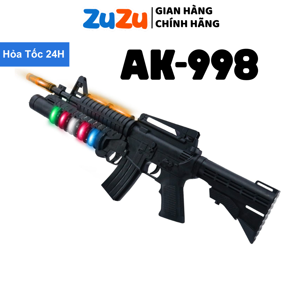 Đồ Chơi Súng Pin Trẻ Em AK-998 Cỡ Lớn Rung Đèn Âm Thanh Cho Bé