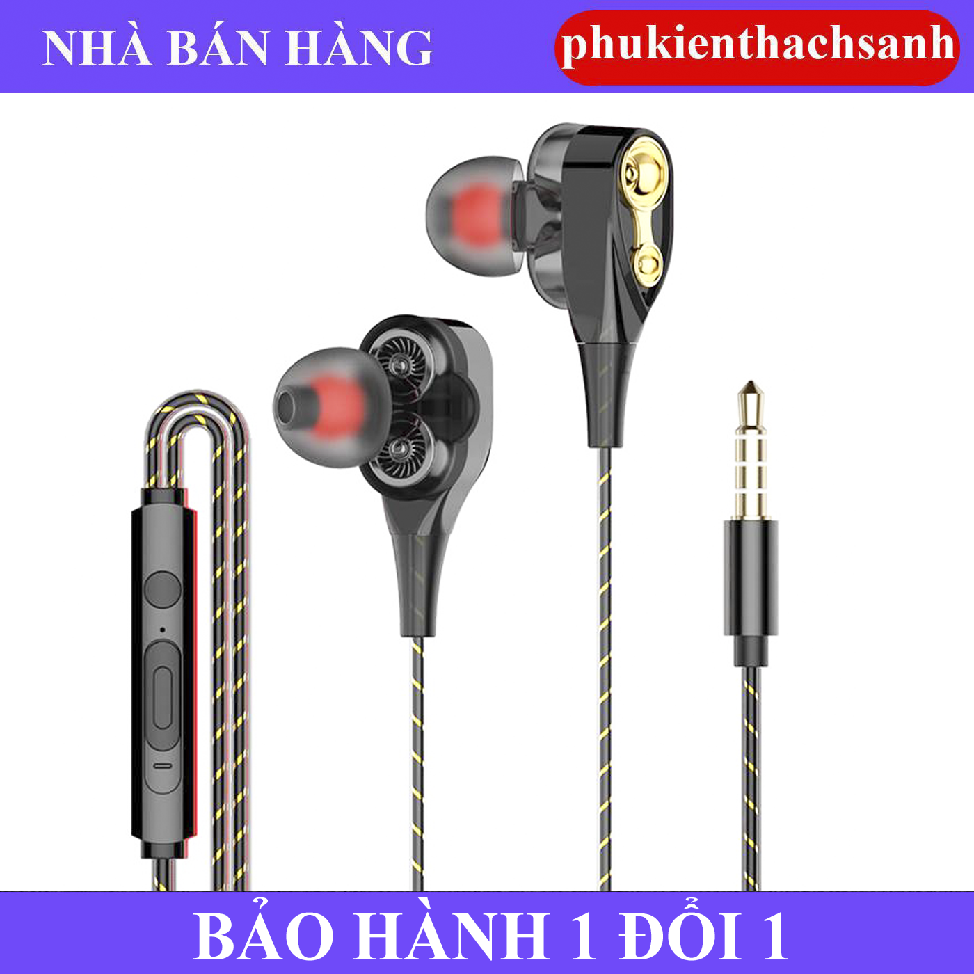 Tai nghe S1 HiFi lõi kép siêu bass - có mic thoại - dây siêu bền