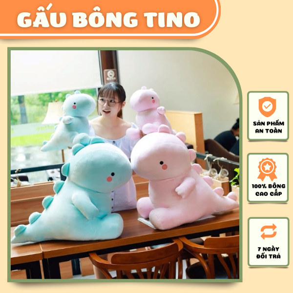 Gấu bông khủng long má hồng , gấu bông cho bé cute, đáng yêu, mềm mịn, dễ thương, độc lạ và ngộ nghĩnh - đủ size 40cm 50cm