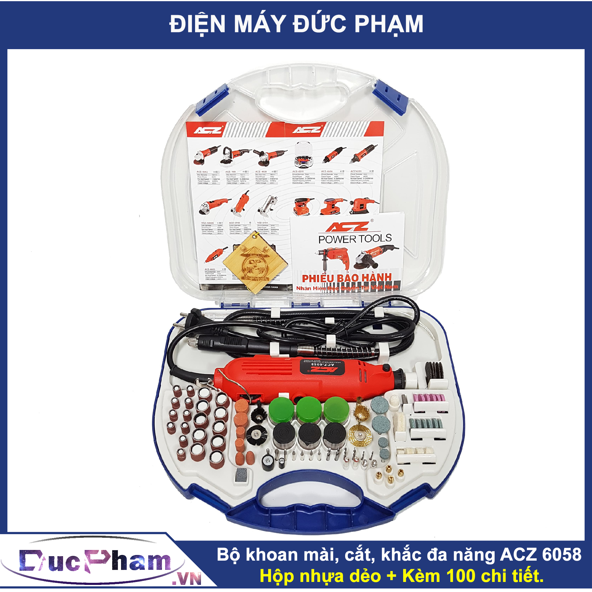 Bộ Máy Khoan Mài khuôn Khắc Đa Năng ACZ 6058 100 chi tiết 180W 6 tốc độ Máy mài cầm tay Acz  , máy mài khuôn , máy mài chai ACZ , máy mài mini , máy khoan cắt , máy mài cắt , bộ máy mài đa năng ACZ
