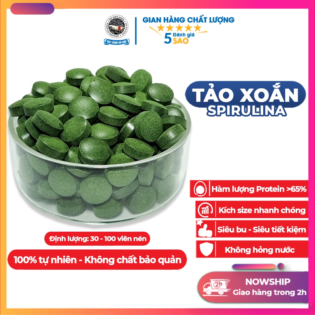Thức ăn tép cảnh - Viên tảo xoắn Spirulina cao cấp -