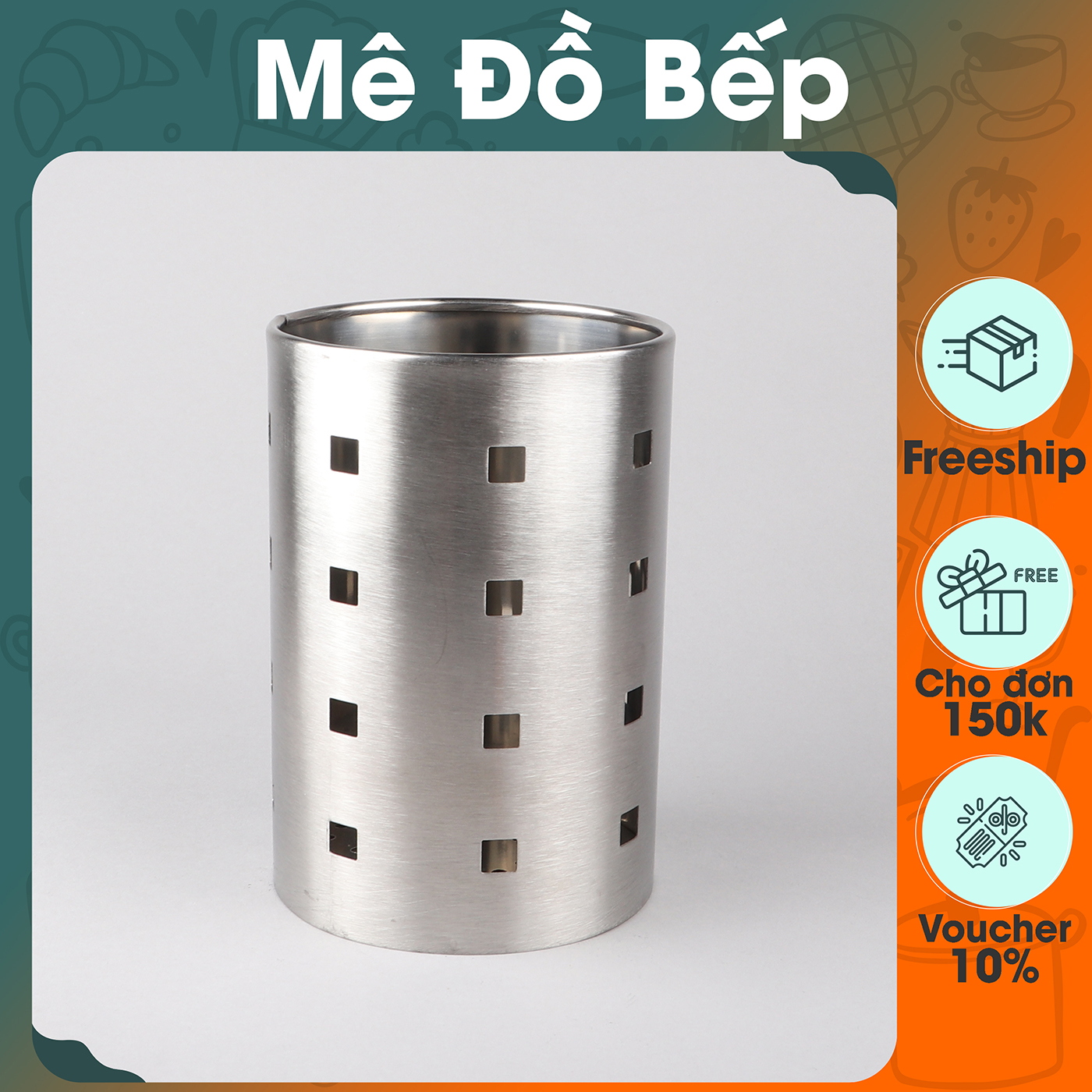 Ống đũa inox tròn Bam House sáng bóng có lỗ thông thoáng cao cấp ODT01 – Gia dụng bếp