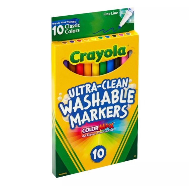 HỘP 10 CÂY BÚT LÔNG CRAYOLA ULTRA-CLEAN WASHABLE MARKERS NÉT MẢNH (RỬA ĐƯỢC)