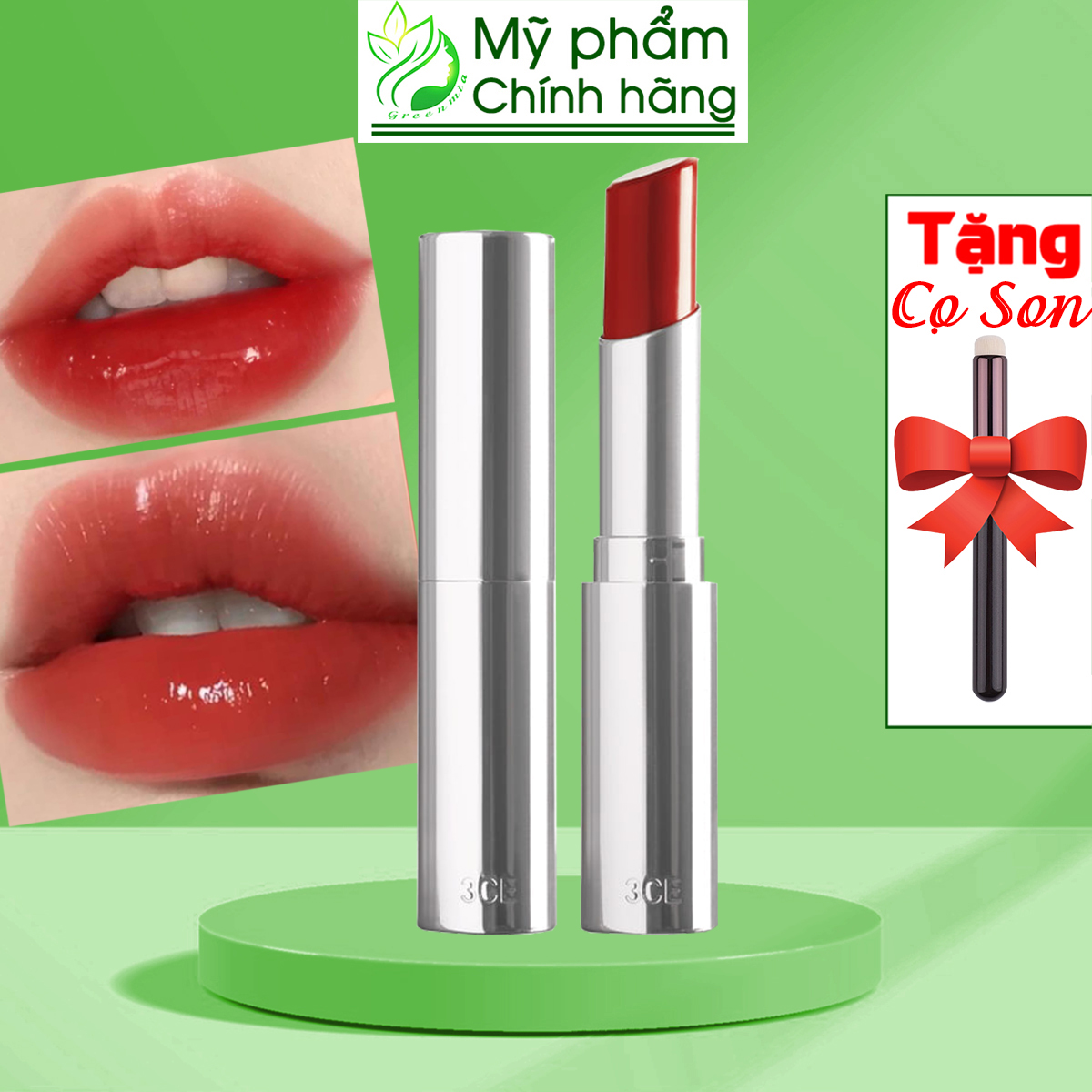Son 3ce son bóng son dưỡng có màu 3ce glow lip color under pressure màu đỏ ớt 4g