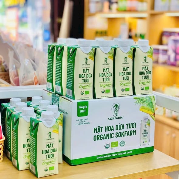 Mật Hoa Dừa Tươi Hữu Cơ Sokfarm 330ml, hộp giấy tiện lợi - bù khoáng, bù điện giải hiệu quả