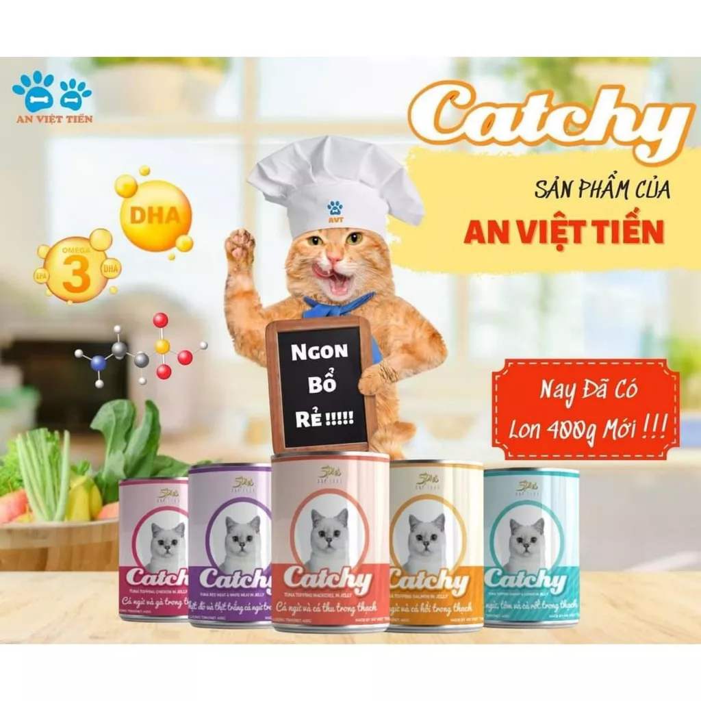 Thùng 24 lon -  Pate Catchy cho mèo lon 400g