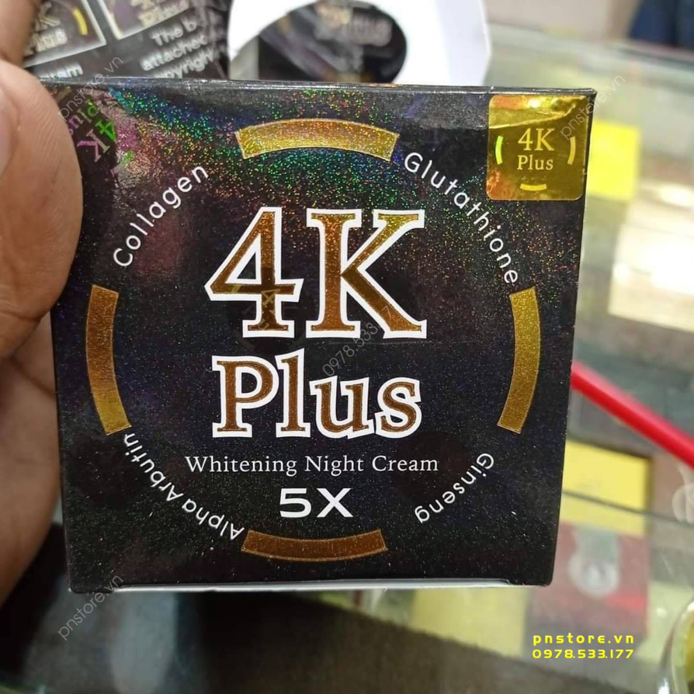 Kem Dưỡng Trắng Da Mặt Ban Đêm 4K Plus 5X Thái Lan [Màu Đen] + Tặng kèm nạ HA