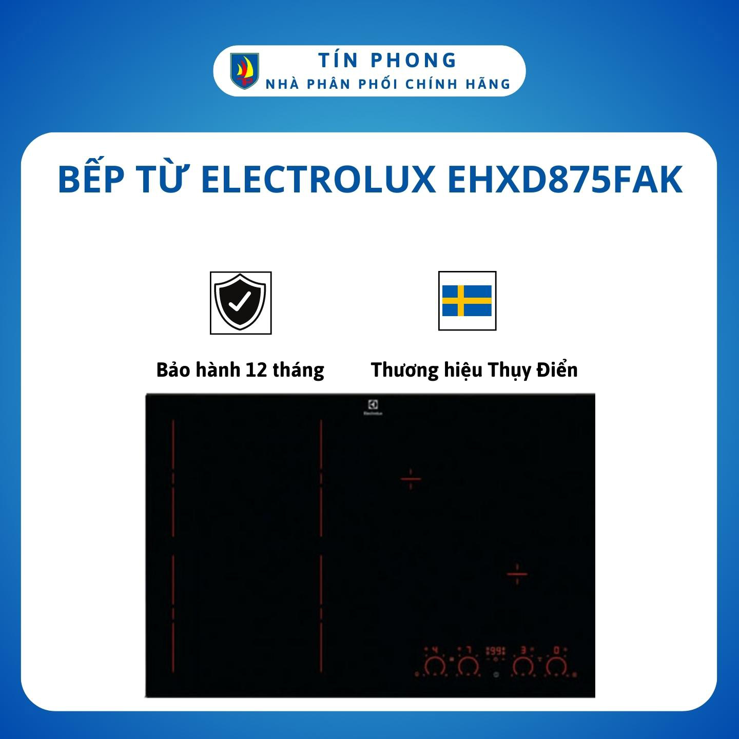 Bếp từ, bếp từ âm electrolux ehxd875fak - 4 vùng nấu - sản xuất tại đức - mạt kính ceramic - eurokera- hàng chính hãng - bảo hành 24 tháng