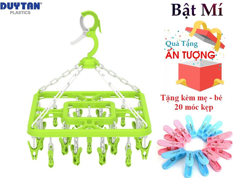 Combo 2 móc nhựa vuông duy tân - tặng kèm 20 móc kẹp