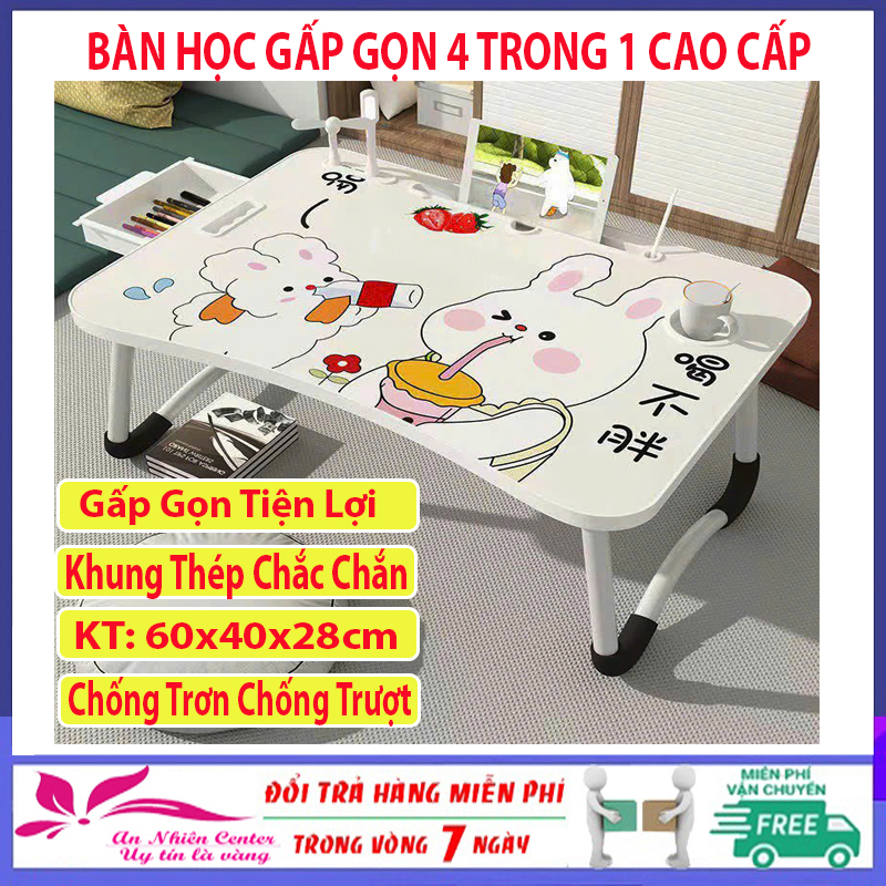 Bàn Học Gấp Gọn Thông Minh, Bàn Học Gấp Gọn Cho Học Sinh - Sinh Viên, Bàn Học Gấp Gọn Cho bé 4 Trong 1, Bàn Học Gấp Gọn Khung Thép Chắc Chắn Chống Rỉ, Chống Trơn, Chống Trượt,Bàn Làm  Việc, Bàn Học Gấp Gọn