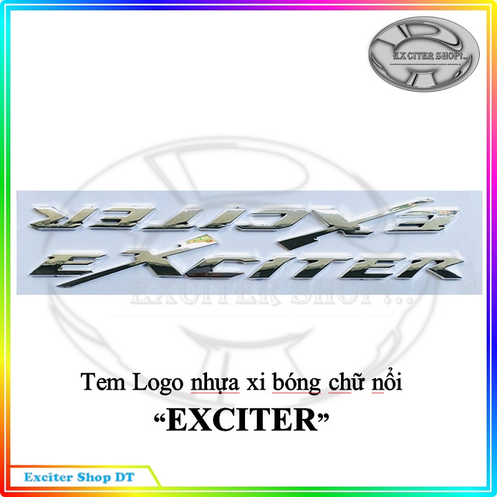 Tem dán chữ nổi exciter, nhựa xi bóng - màu bạc