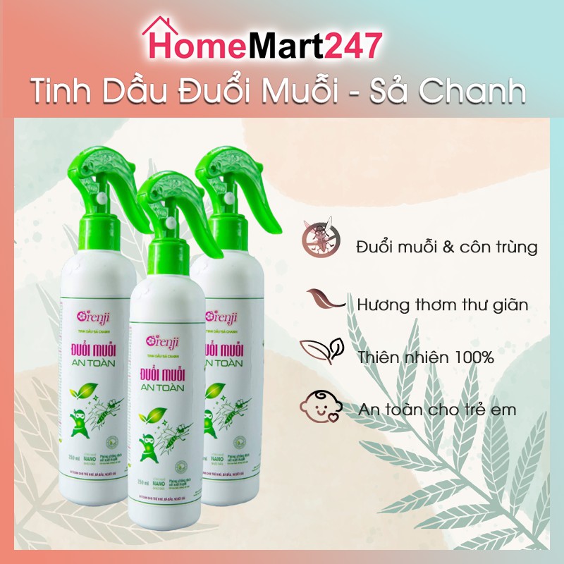 ĐUỔI MUỖI HỮU CƠ BẰNG TINH DẦU SẢ CHANH ORENJI 250ML