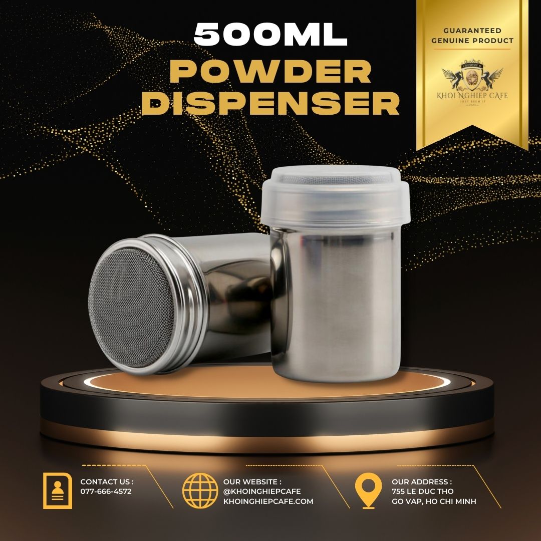 Powder dispenser Hũ rắc bột socola 500ml Hũ rắc bột matcha Hũ rắc bột có nắp đậy Hũ rắc bột inox