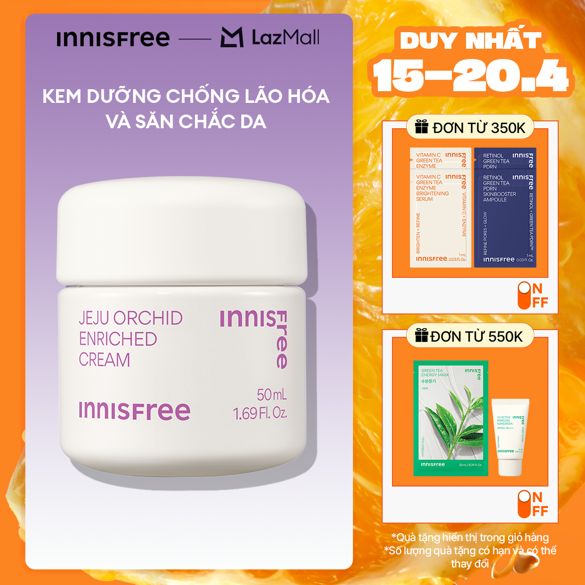 Kem dưỡng da đa năng từ hoa lan Innisfree Jeju Orchid Enriched Cream 50ml