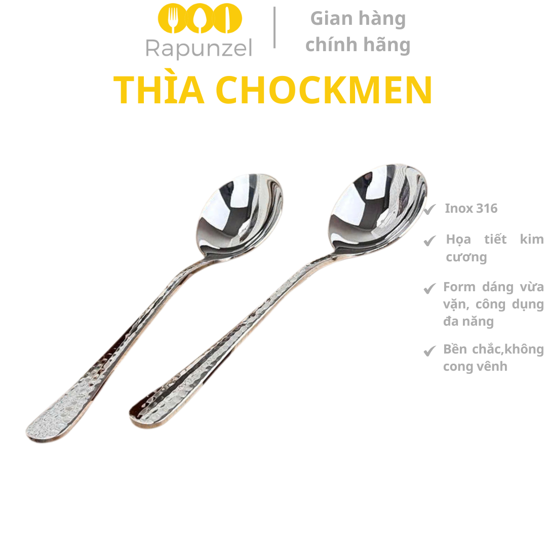 Thìa inox CHOCKMEN, thìa ăn cơm CHOCKMEN, thìa inox tròn, thìa inox 316, thìa inox không gỉ