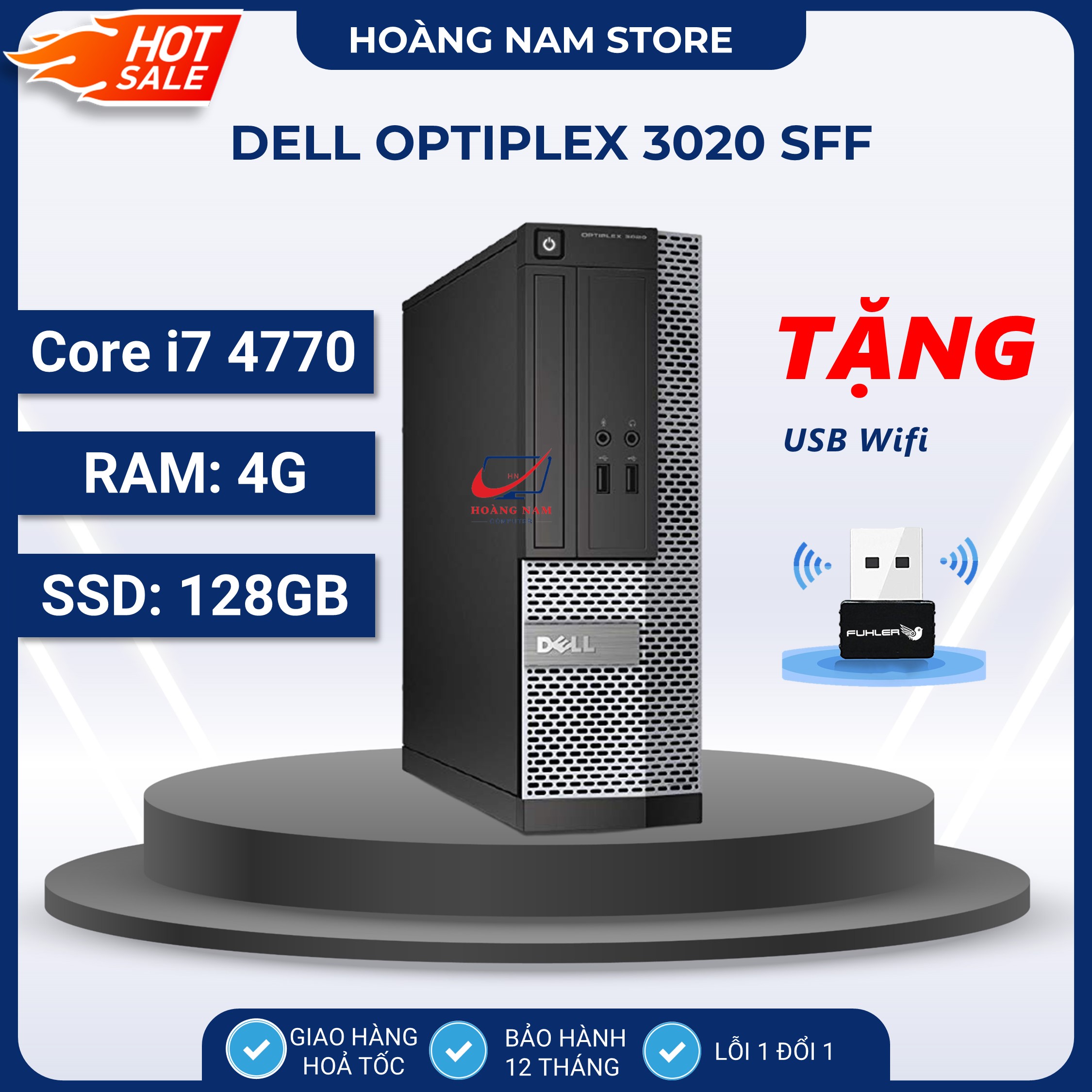 Cây máy tính để bàn đồng bộ dell core i7 4770/ram 4gb/ssd 128gb) - pc đồng bộ dell 3020/7020/9020 giá rẻ - bảo hành 12 tháng, tặng usb wifi