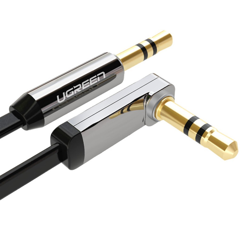 Cáp loa 2 đầu 3.5mm dài 1.5m đầu bẻ góc 90 độ màu đen ugreen 10598 - bảo hành 18 tháng.