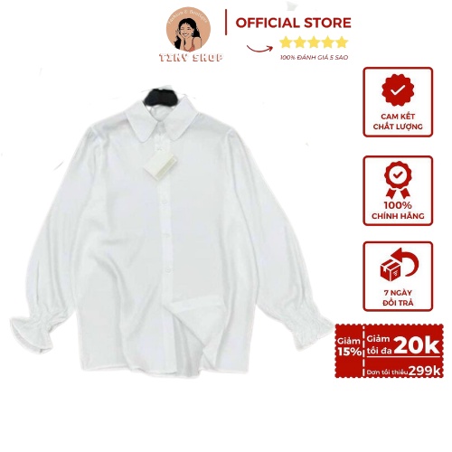 Áo sơ mi trắng tay bồng nữ kiểu dáng basic thời trang nữ