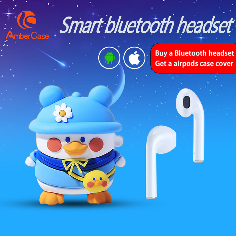 Tai Nghe Bluetooth Mini AmberCase I12 TWS, Tai Nghe Không Dây Điều Khiển Cảm Ứng, Âm Thanh Nổi Bass Kèm Mic, Tai Nghe Cho iPhone Android Xiaomi PK I7s I9s, Vỏ Hộp Miễn Phí