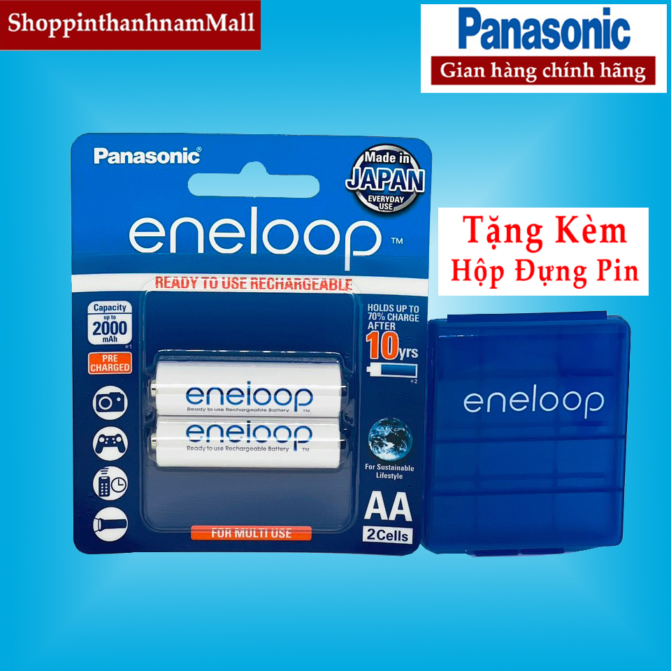 Pin Sạc Eneloop Panasonic 2000mah Chính Hãng Xuất Xứ Nhật Bản - Tặng Kèm Hộp Đựng Pin Eneloop Xanh