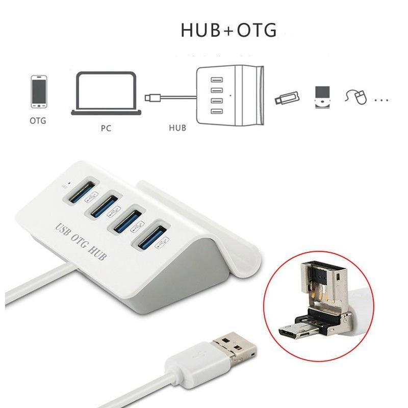Bộ chia 4 Cổng USB OTG HUB - Kết nối điện thoại với bàn phím và chuột