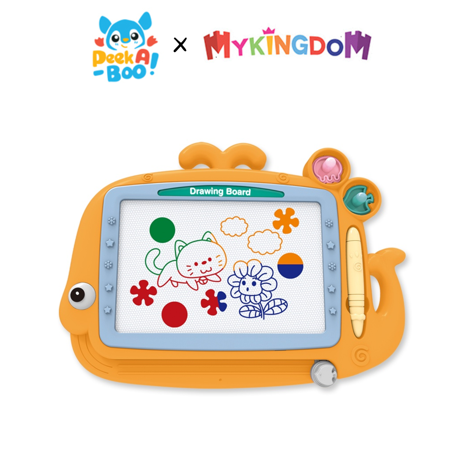Đồ chơi peek a boo bảng vẽ nam châm cho bé - cá voi cam đáng yêu pab029