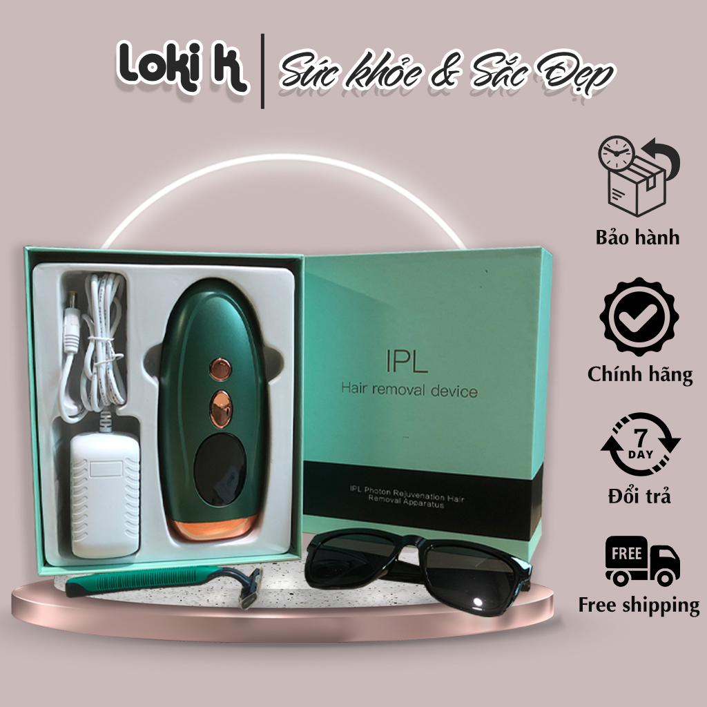 Máy triệt lông vĩnh viễn Loki K, máy triệt lông mini công nghệ IPL 900000 xung triệt lông tay, chân, nách, vùng kín không gây đau dát an toàn dễ sử dụng
