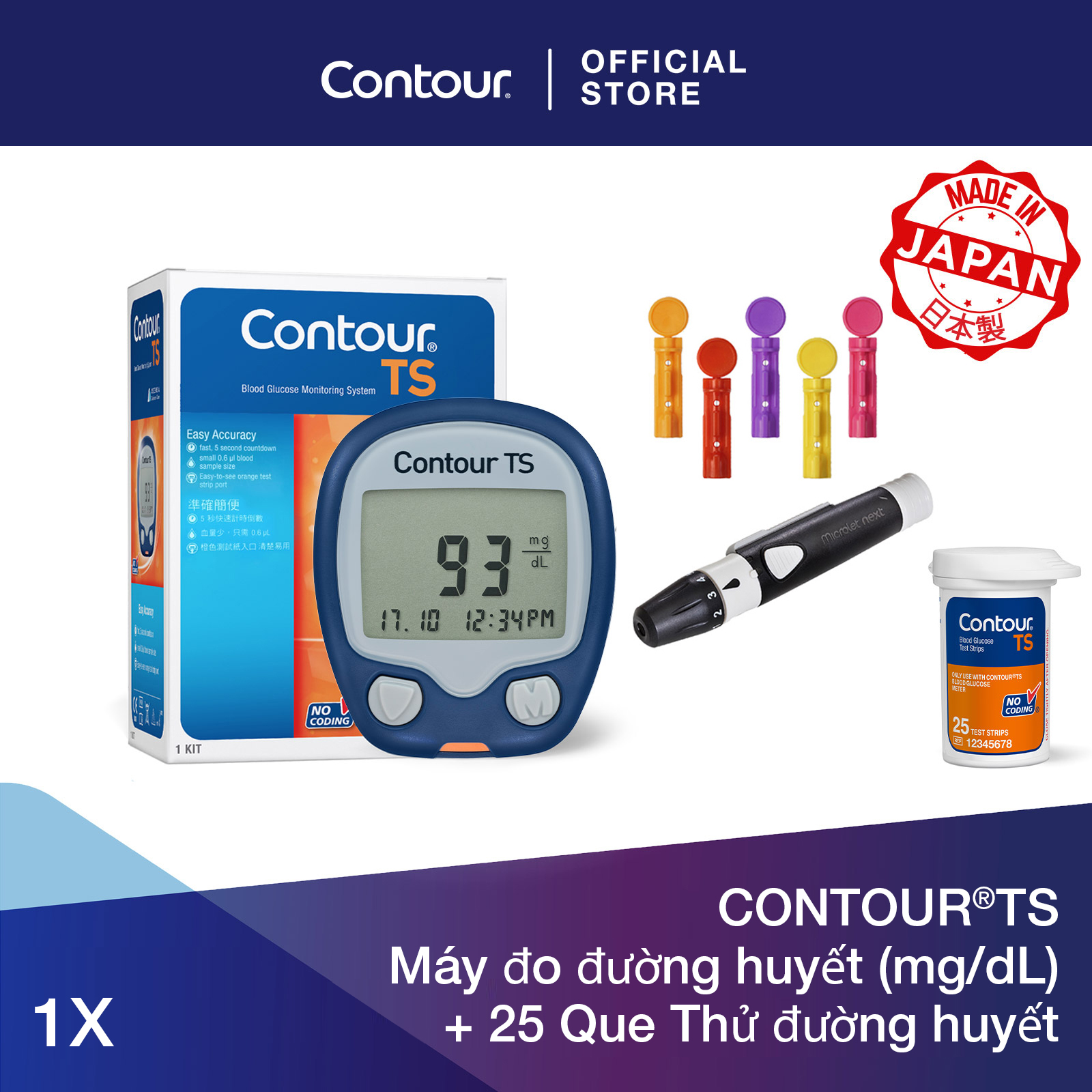 Contour®ts máy đo đường huyết + 25 que thử đường huyết