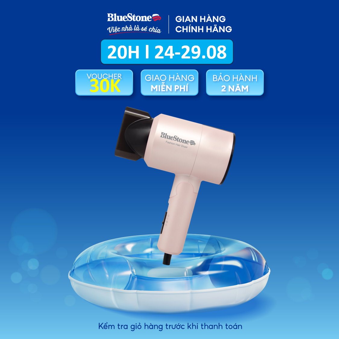 Máy Sấy Tóc BlueStone HDB-1827 (1100W) - Thiết kế tay cầm có thể gấp gọn, dễ mang theo - 2 chế độ sấy nóng, 1 chế độ sấy mát - Tự ngắt điện khi quá tải- Bảo hành 2 năm - hàng chính hãng