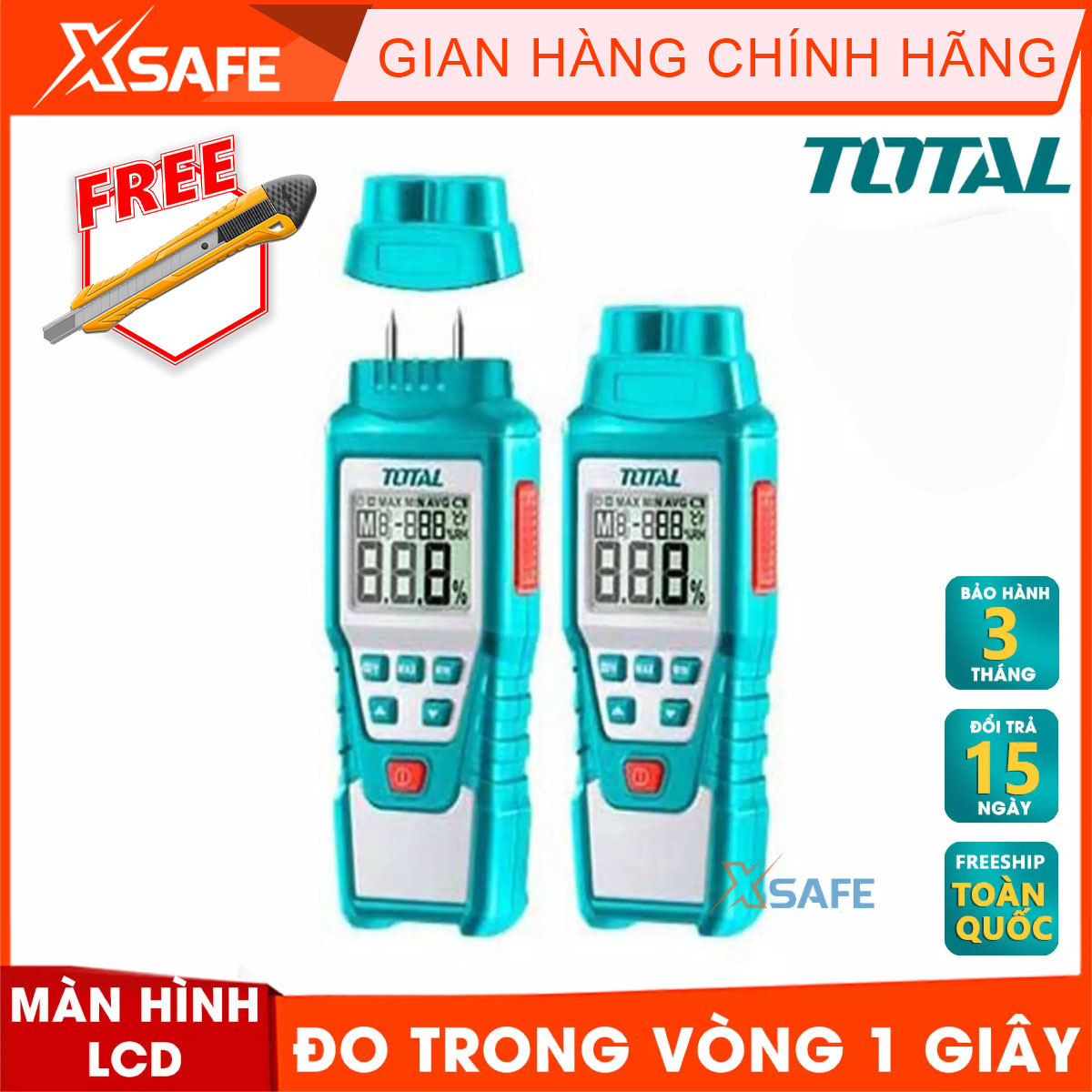 Máy đo độ ẩm gỗ total tetwm01 màn hình lcd. máy đo độ ẩm gỗ cầm tay phạm vi đo độ ẩm từ 2 đến 70%