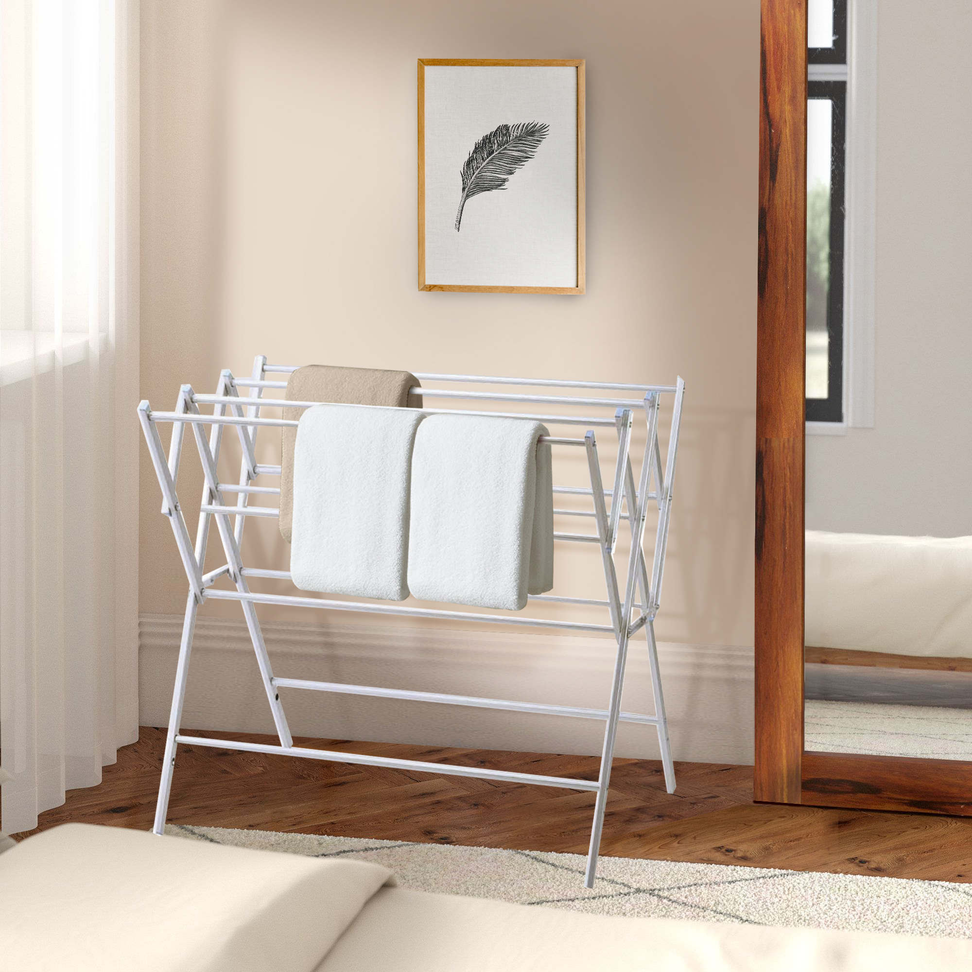Homebase plim cây phơi đồ sào phơi đồ 11 thanh phơi có thể gấp bằng nhôm thái lan w97xd63.5xh90.5 cm