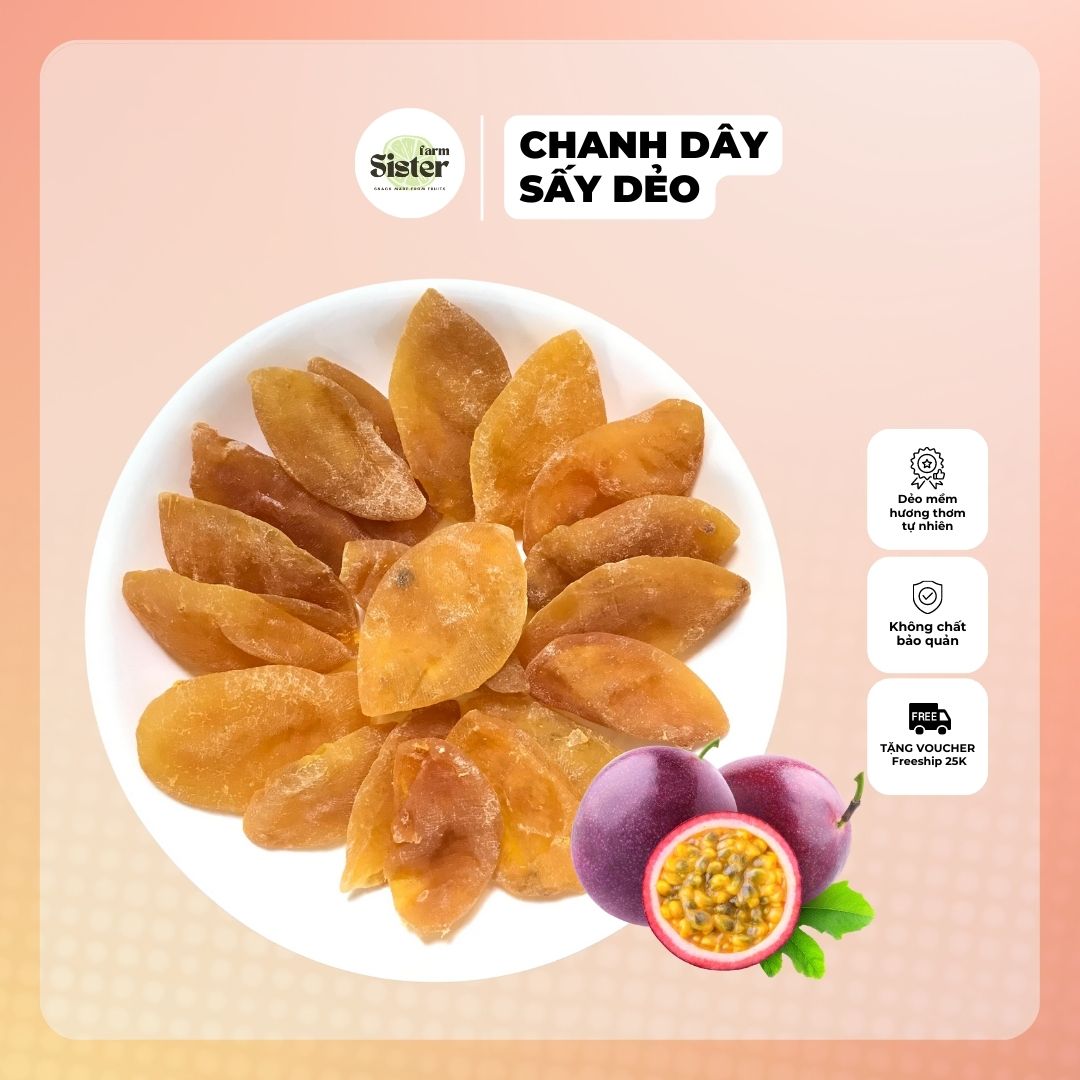 1kg Mứt Chanh dây sấy dẻo Sister Farm - Mứt Tết dẻo mềm, thơm ngon, hương vị tự nhiên