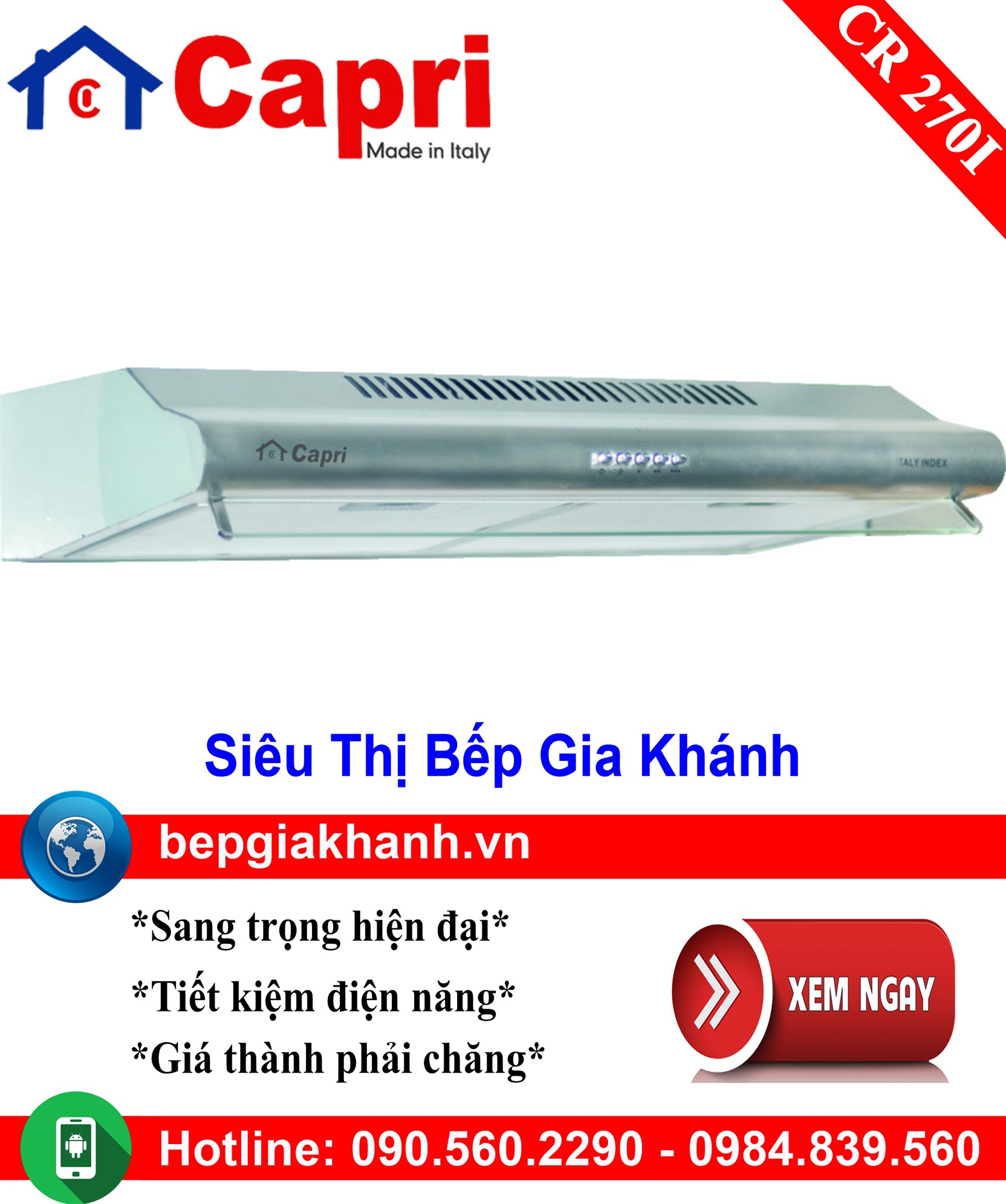 [HCM]Máy hút mùi cổ điển 70cm Capri CR 270I, máy hút mùi nhà bếp, máy hút mùi bếp, máy hút mùi kính cong, máy hút mùi canzy, máy hút mùi mini, máy hút mùi âm trần, máy hút mùi electrolux, may hut mui