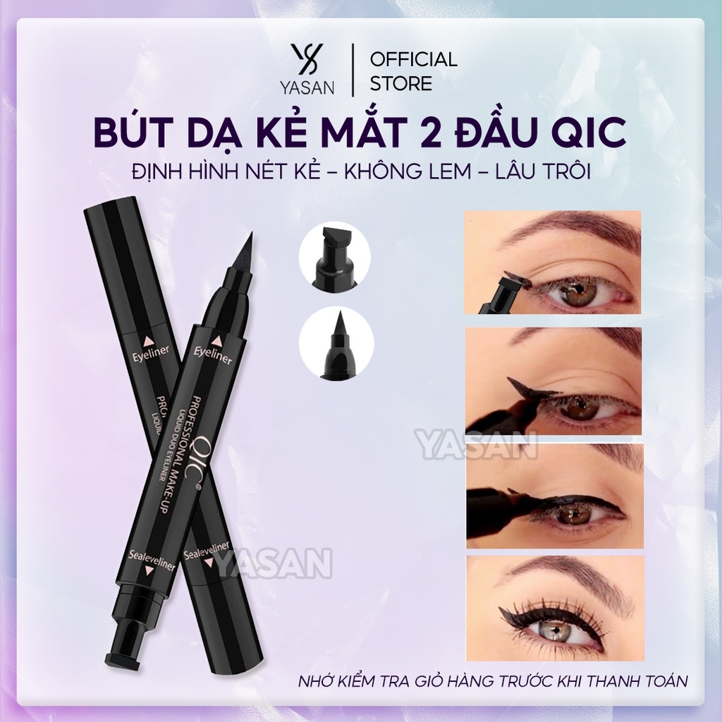 Bút dạ kẻ mắt nước hai đầu QIC cao cấp không lem lâu trôi giúp định hình nét kẻ mắt cho makeup nữ Yasan