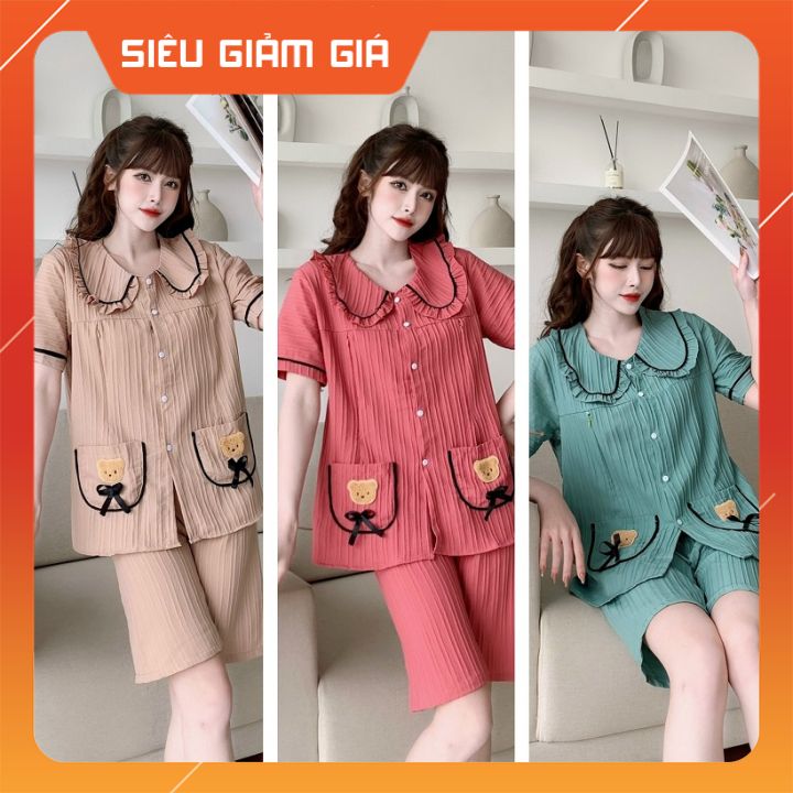 Bộ Bầu Mặc Nhà Chất Đũi tơ lụa,Đồ Bầu Sau Sinh Có Khóa Ngực,Chun Bụng