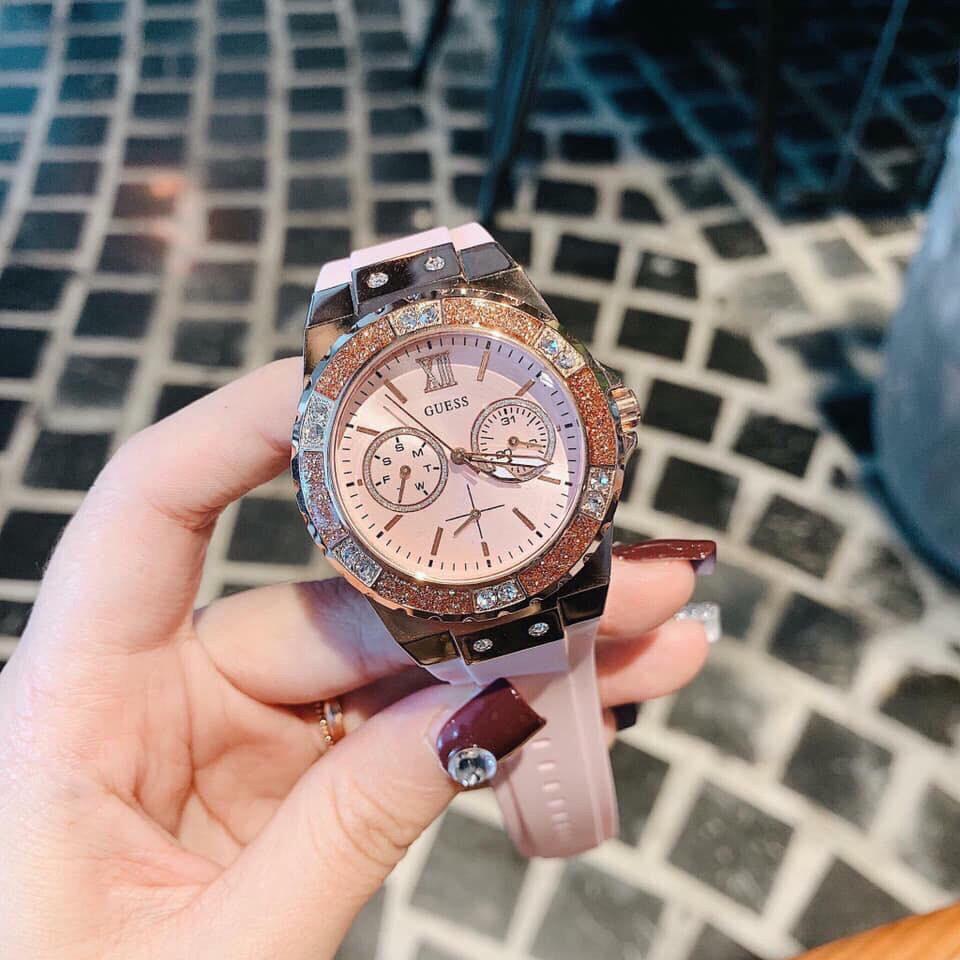 [HCM]Đồng Hồ Thời Trang Nữ GUESS LIMELIHT CRYSTAL SILICONE W1053L3 - SIZE 36 mm - FULLBOX