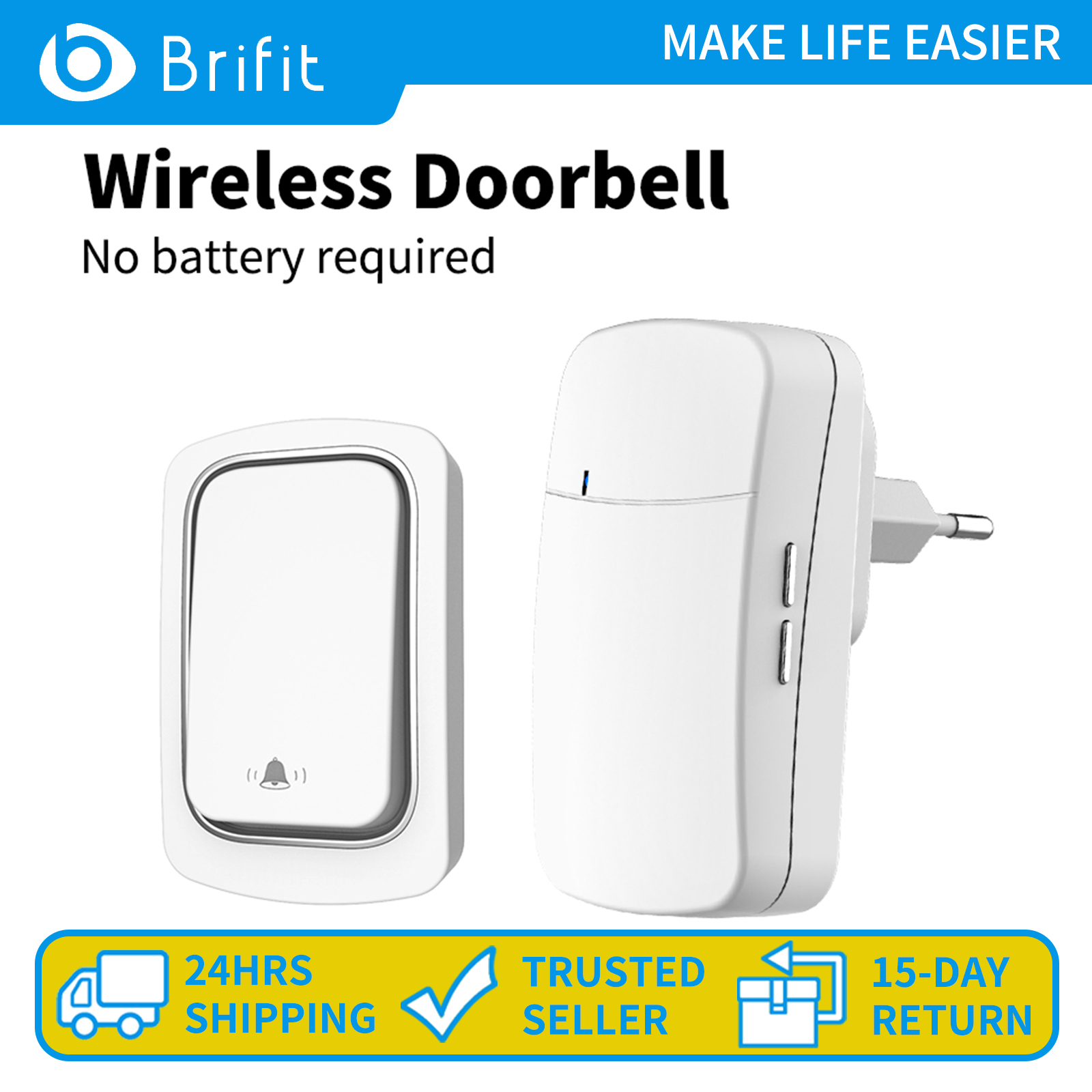 Chuông cửa chống nước không dây Brifit 150m Máy nhắn tin thông minh Ding