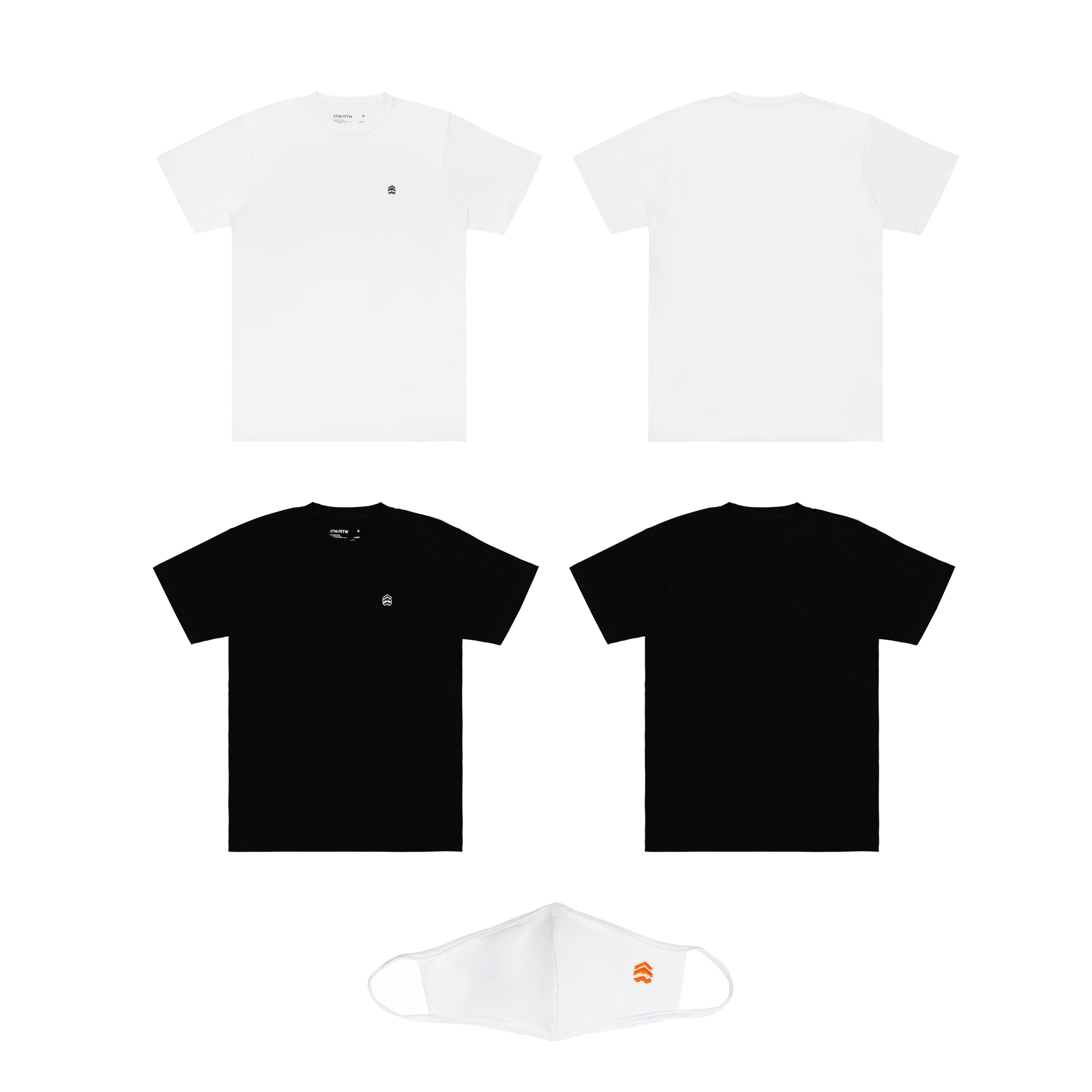 5THEWAY® 2 PACK 5TW/RTW NEW TEE™ in  BLACK  LOGO aka Combo 2 Áo Thun 5THEWAY Tay Ngắn Form Mới Logo Đen
