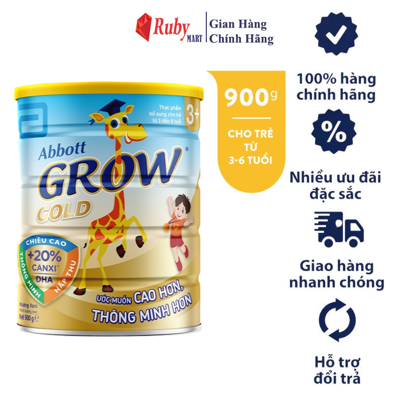 Sữa bột abbott grow gold 3+ hương vani 900g