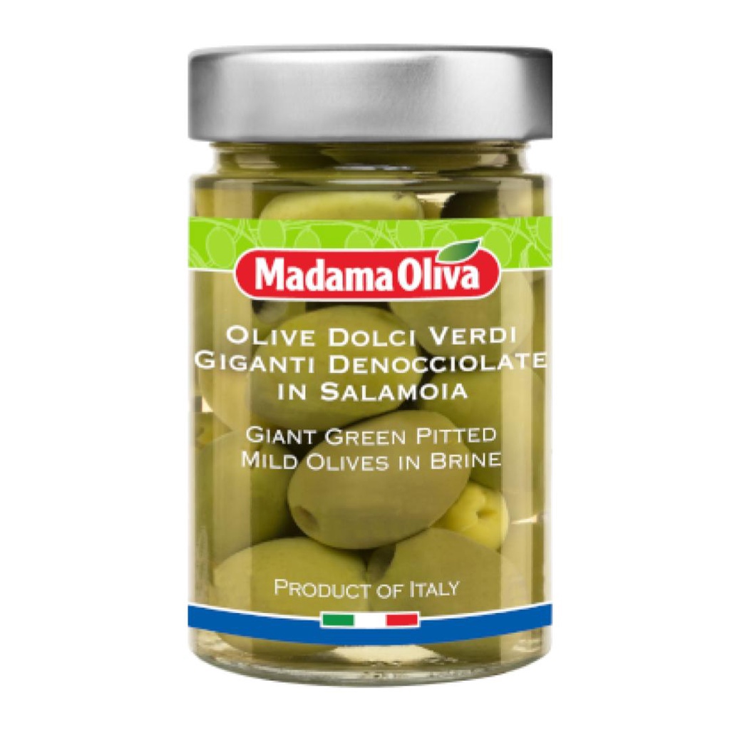 Oliu Xanh Tách Hạt Ngâm Muối, Giant Green Pitted Mild Olives in Brine (160g)