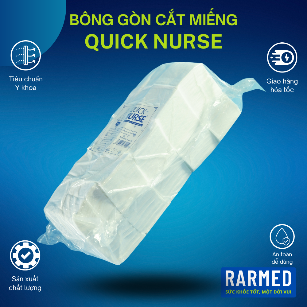 Bông gòn cắt miếng Quick Nurse y tế, bông gòn cắt SPA y tế - 50gr