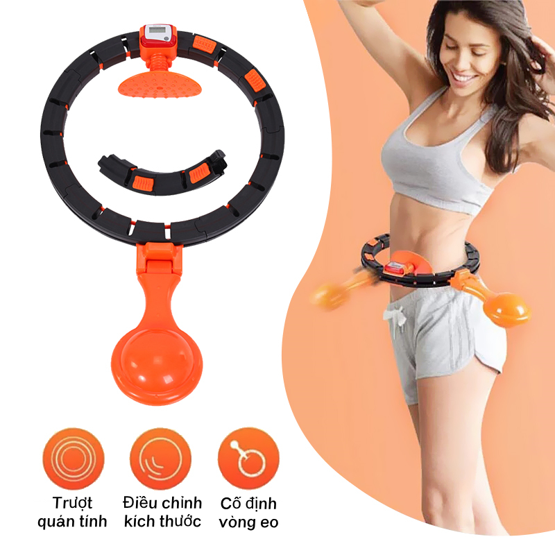 Vòng lắc eo tự động, Vòng lắc eo đa năng có đồng hồ đo, Dụng cụ tập gym tại nhà, giảm mỡ, Eo thon,điều hòa nhịp tim