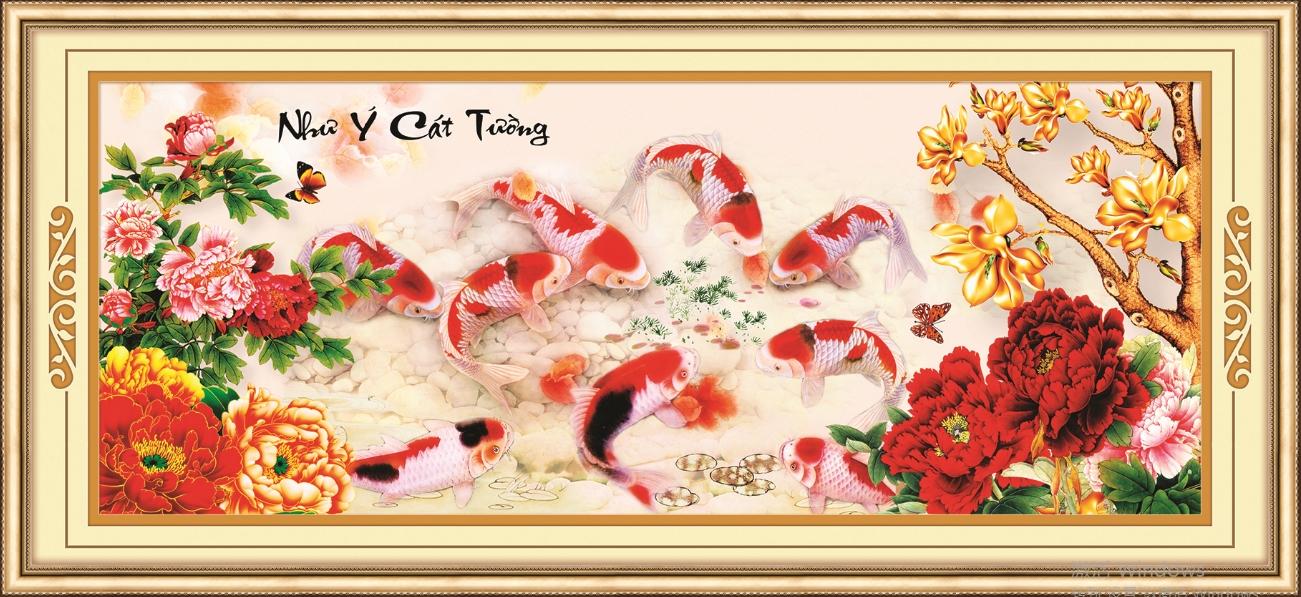 Tranh thêu chữ thập cá 3d ailuo al53498