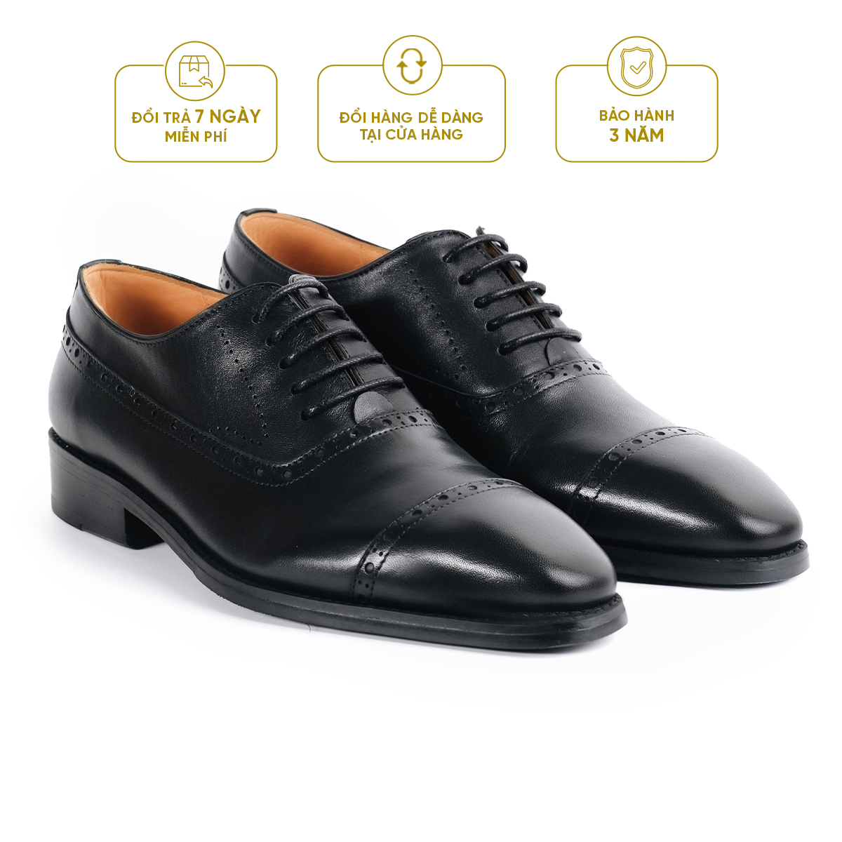 Giày Tây Cao Cấp SEMI-BROGUES CHISEL TOE OXFORD - OF25